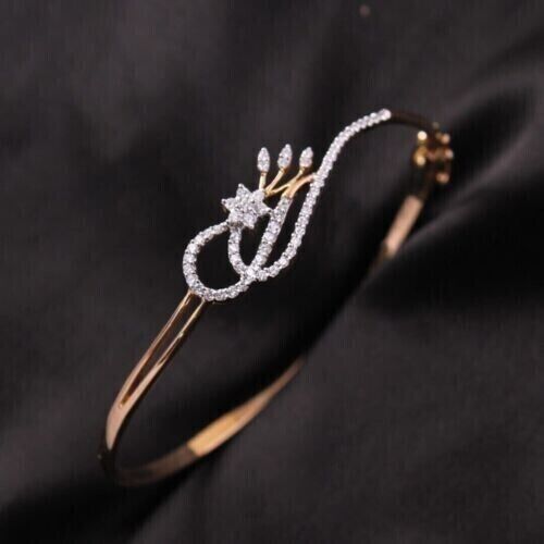 Elegant Diamond Star & Wave Bangle Bracelet