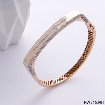 Elegant Rose Gold & Diamond Accent Geometric Bracelet