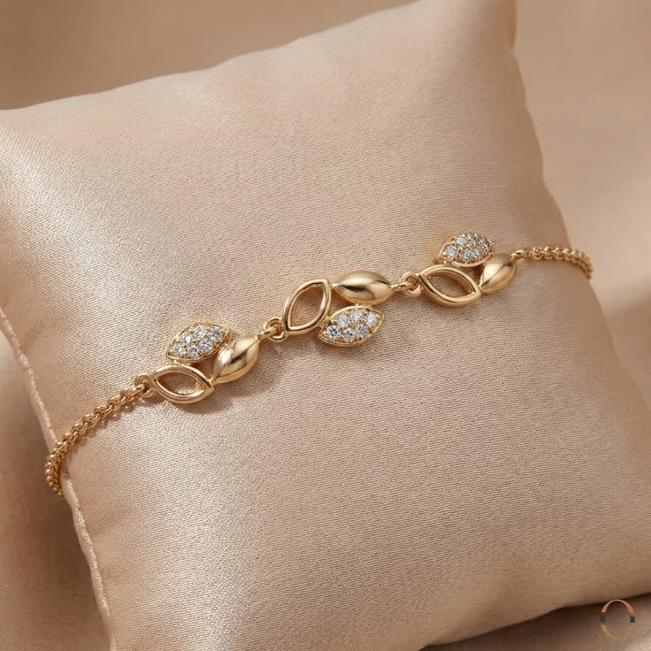 Elegant Leaf Motif Crystal Accent Bracelet