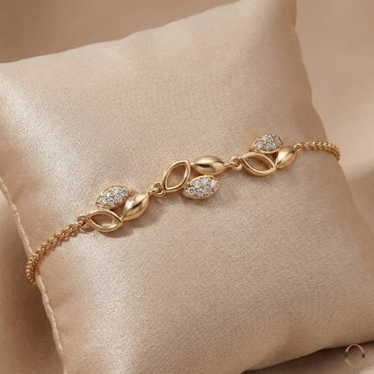 Elegant Leaf Motif Crystal Accent Bracelet