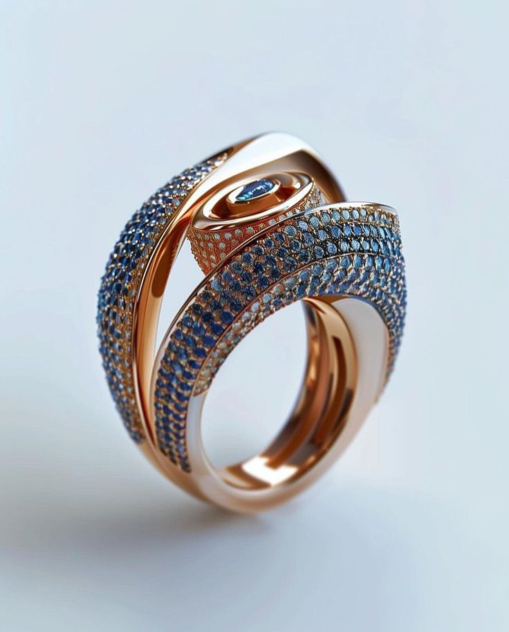 Avant-Garde Sculptural Wave Ring
