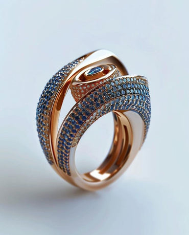 Avant-Garde Sculptural Wave Ring