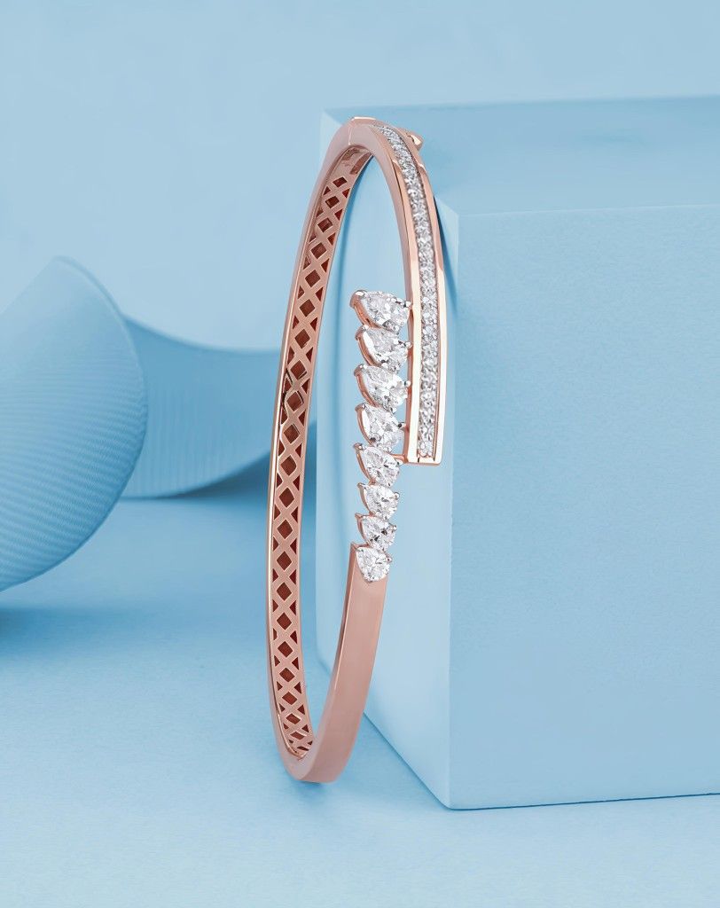 Rose Gold Bypass Diamond Bangle
