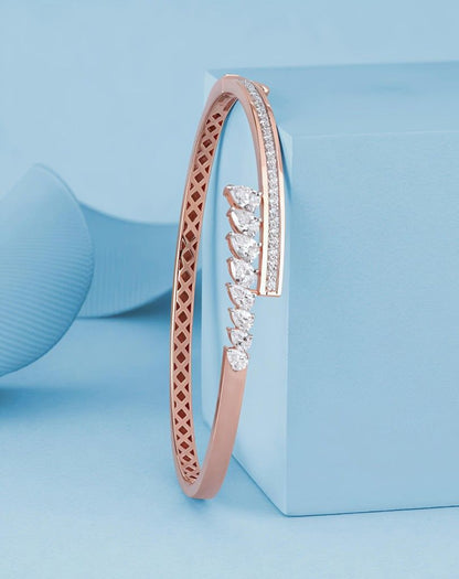 Rose Gold Bypass Diamond Bangle