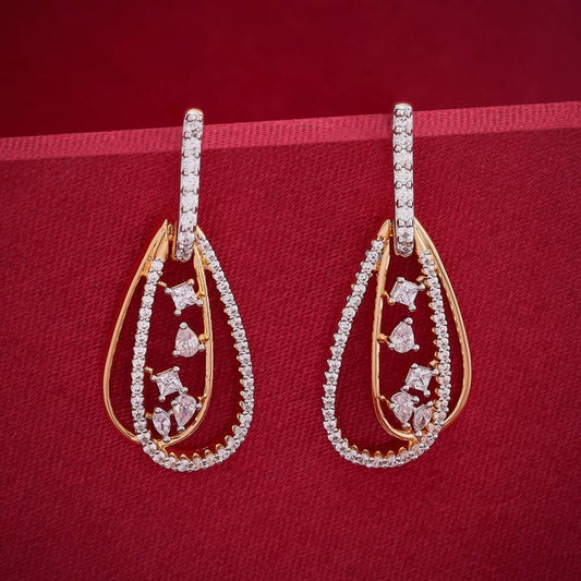 Elegant Two-Tone Mixed-Cut Tear-Drop Dangle Earrings