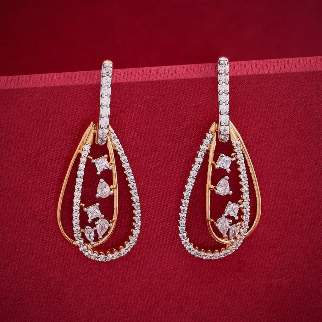 Elegant Two-Tone Mixed-Cut Tear-Drop Dangle Earrings