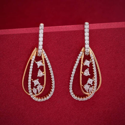 Elegant Two-Tone Mixed-Cut Tear-Drop Dangle Earrings