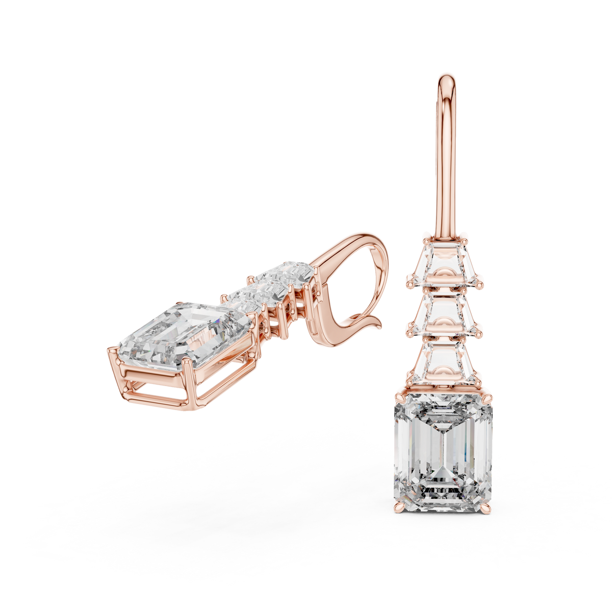Emerald-Cut Diamond Drop Earrings