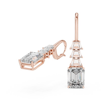 Emerald-Cut Diamond Drop Earrings