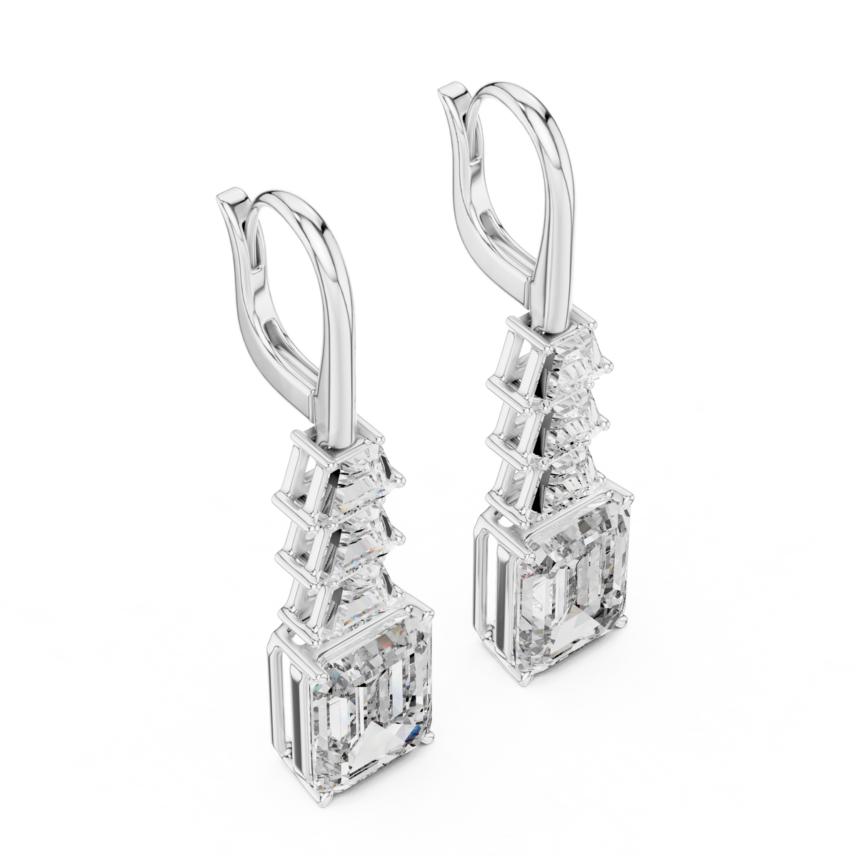 Emerald-Cut Diamond Drop Earrings