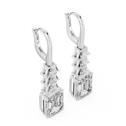 Emerald-Cut Diamond Drop Earrings