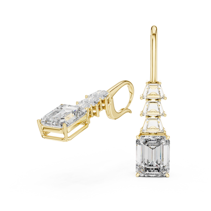 Emerald-Cut Diamond Drop Earrings