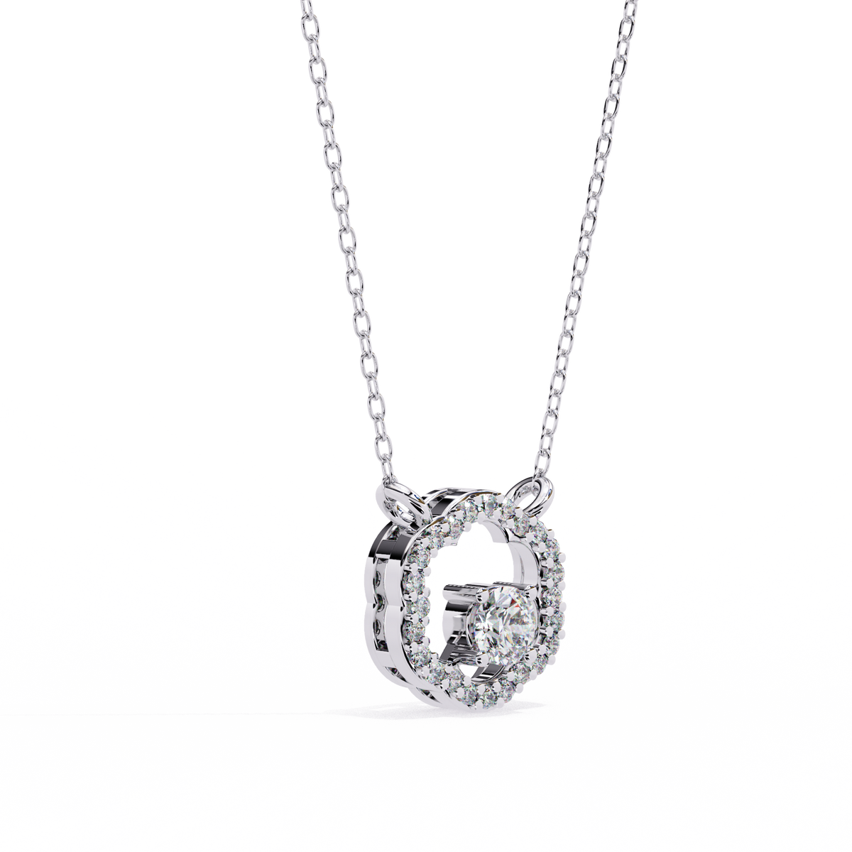 925 Sterling Silver & Diamond Halo Pendant