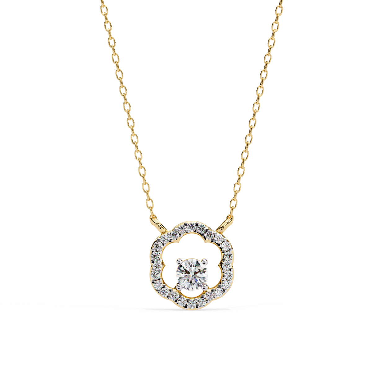 925 Sterling Silver & Diamond Halo Pendant
