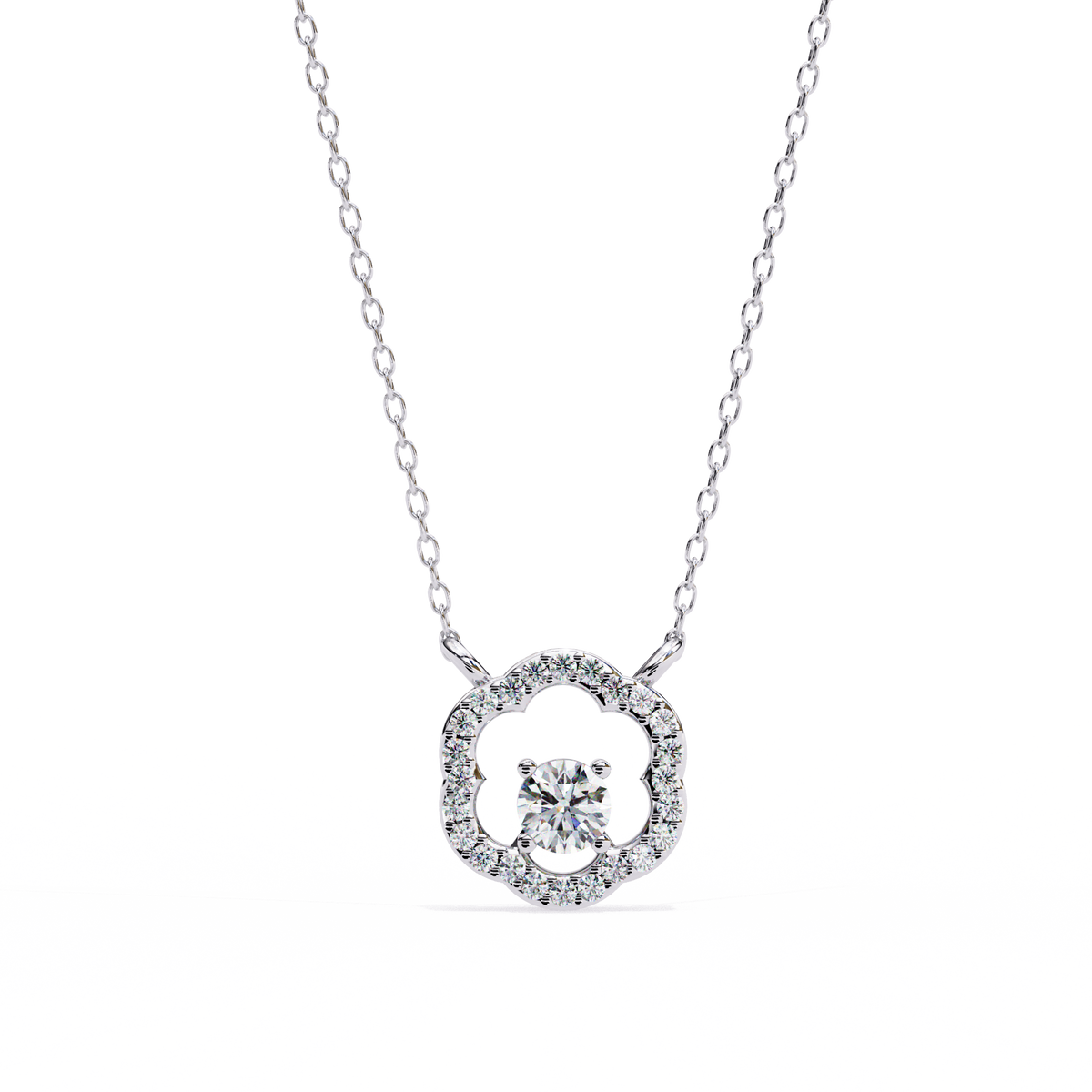 925 Sterling Silver & Diamond Halo Pendant