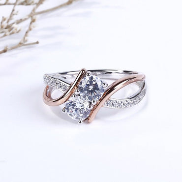 Elegant Two-Tone "Toi et Moi" Bypass Ring