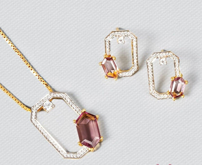 Bi-Color Tourmaline & Diamond Set