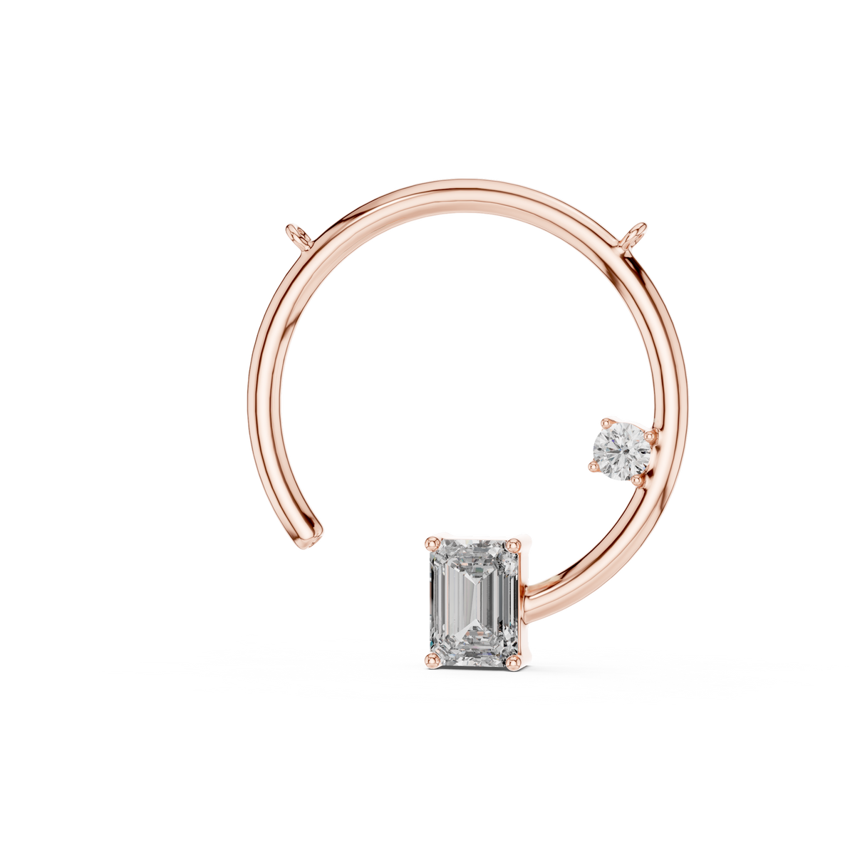 Modern Elegance Open Circle Emerald-Cut Diamond Pendant