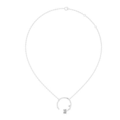 Modern Elegance Open Circle Emerald-Cut Diamond Pendant