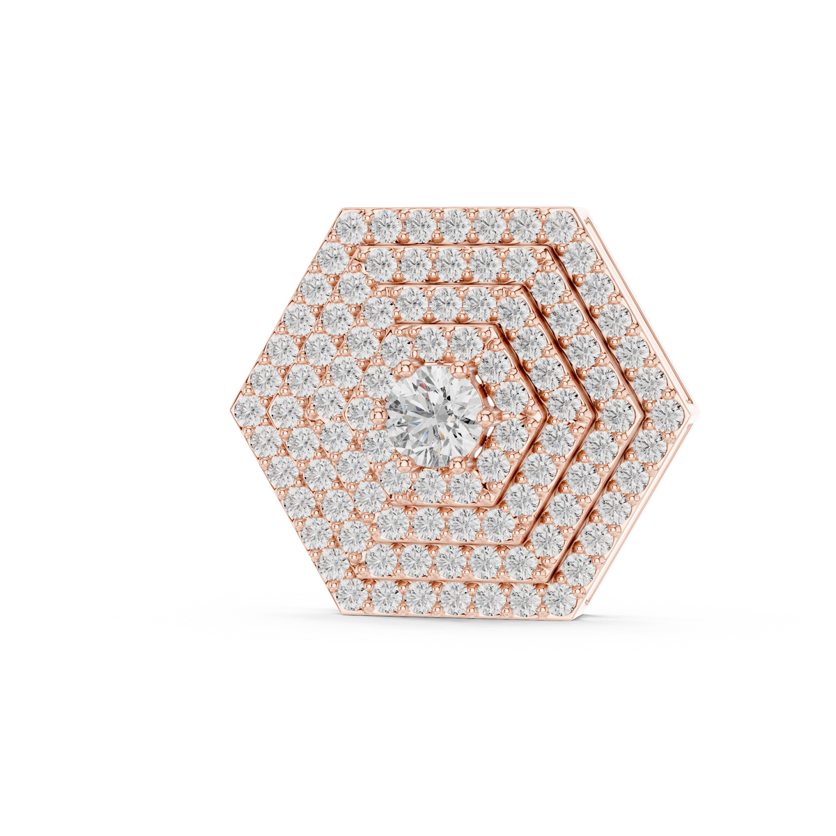Hexagonal Pavé Diamond Pendant Necklace