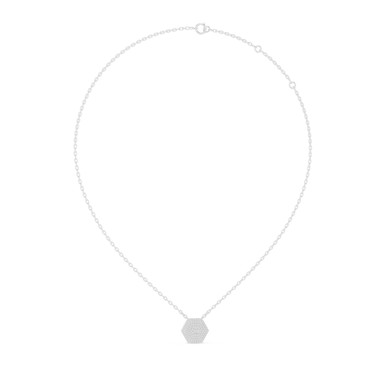 Hexagonal Pavé Diamond Pendant Necklace