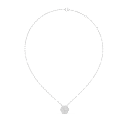 Hexagonal Pavé Diamond Pendant Necklace