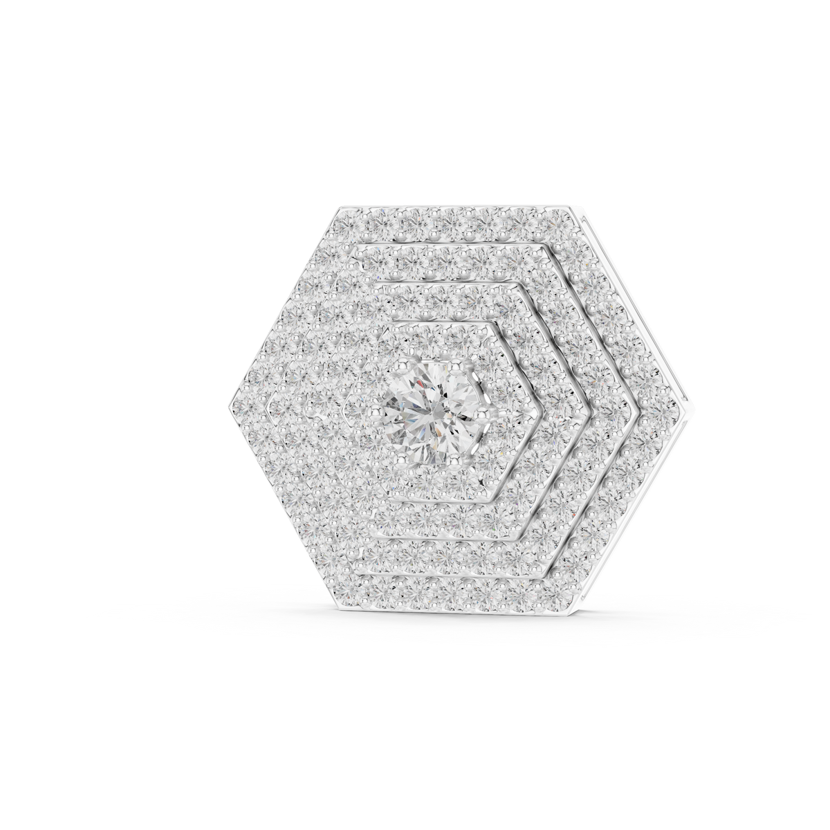 Hexagonal Pavé Diamond Pendant Necklace