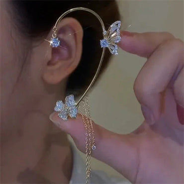 Sparkly Butterfly & Floral Wrap-Around Ear Cuff