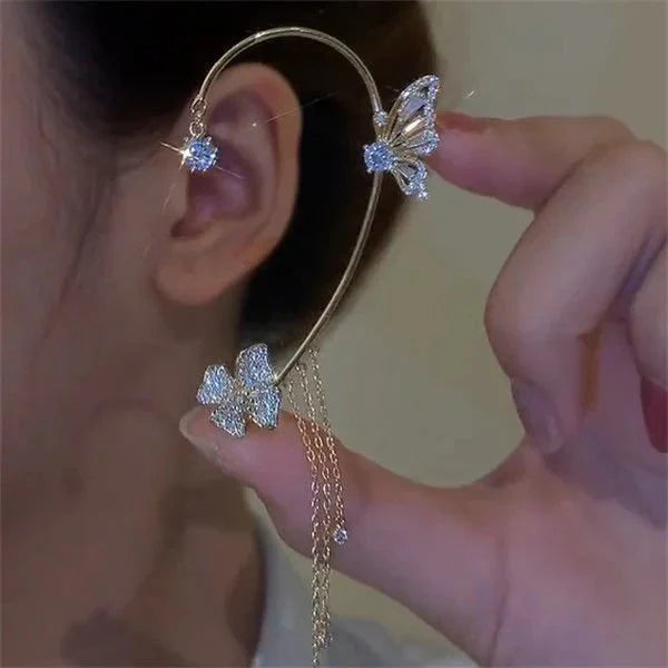 Sparkly Butterfly & Floral Wrap-Around Ear Cuff