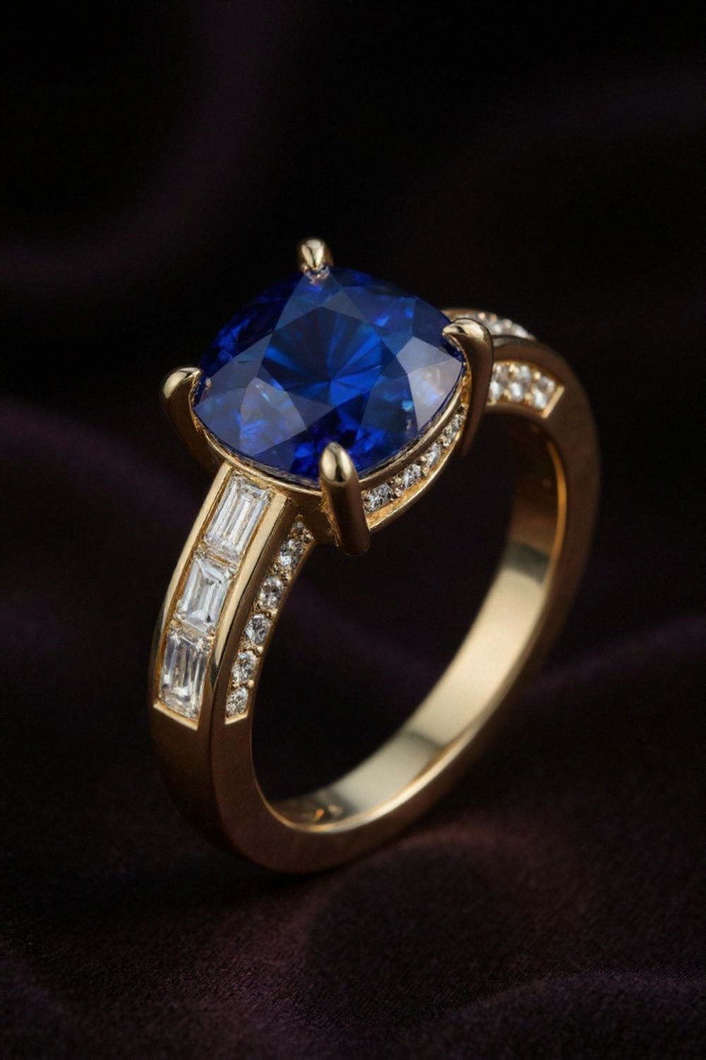 Stunning Cushion-Cut Sapphire & Diamond Statement Ring