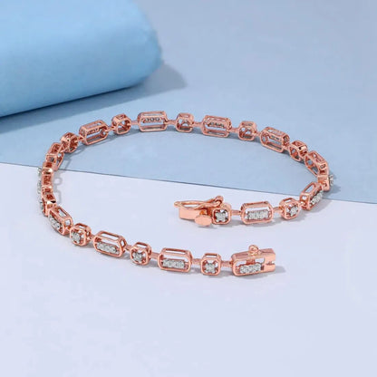 Elegant Geometric Diamond Link Bracelet in Rose Gold