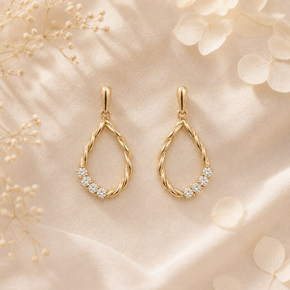 Elegant Twisted Teardrop Pavé Earrings