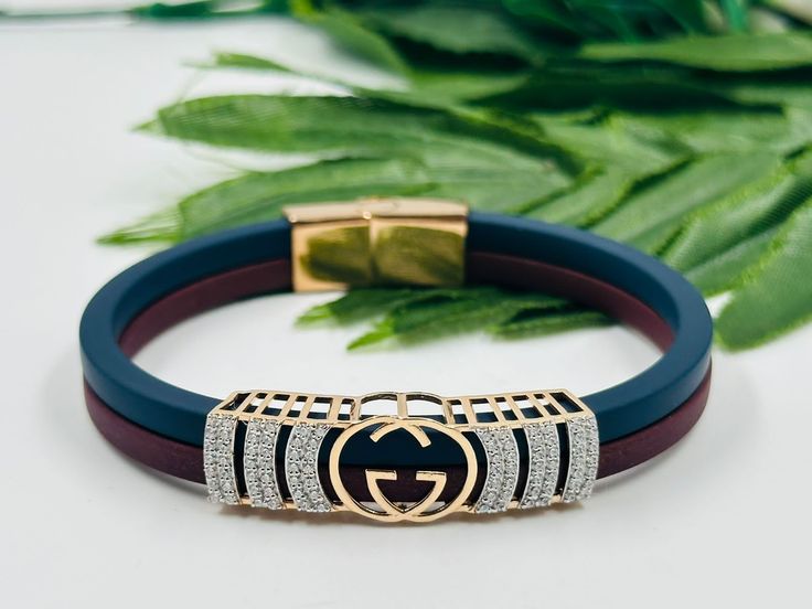 Luxury Interlocking Logo Two-Tone Belt/Leather Bracelet