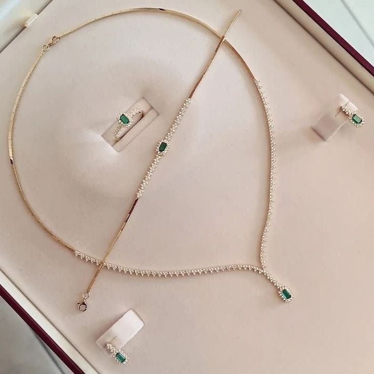 Elegant Emerald & Diamond Fine Jewellry Set