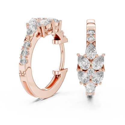 Diamond Cluster Pear & Round Huggie Hoops