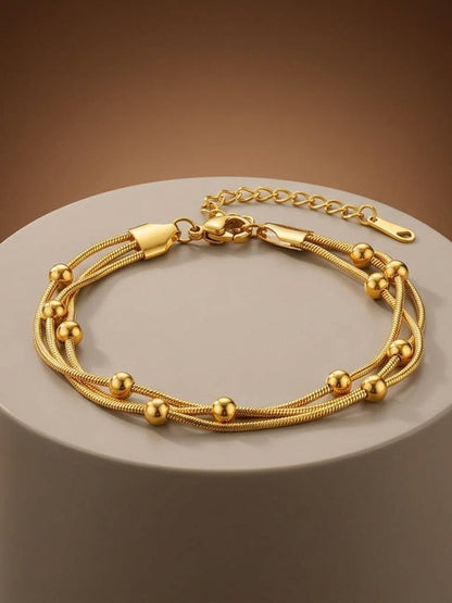 Gold Multi-Strand Layered Bead Bracelet