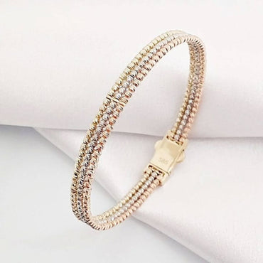 Three-Strand Diamond-Cut Beaded Bracelet