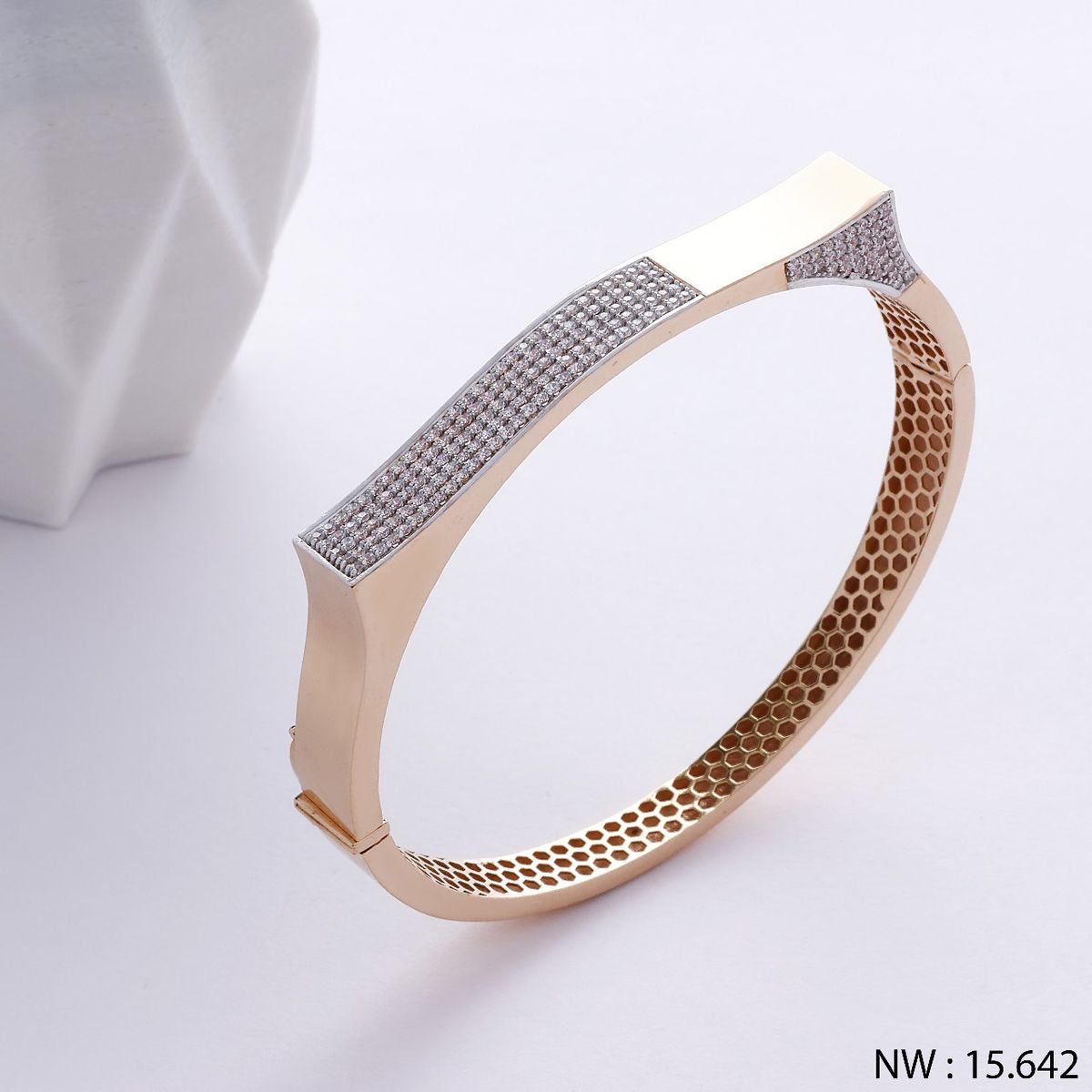 Modern Bar-Top Rose Gold Diamond Bangle