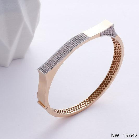 Modern Bar-Top Rose Gold Diamond Bangle