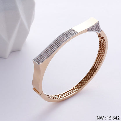Modern Bar-Top Rose Gold Diamond Bangle