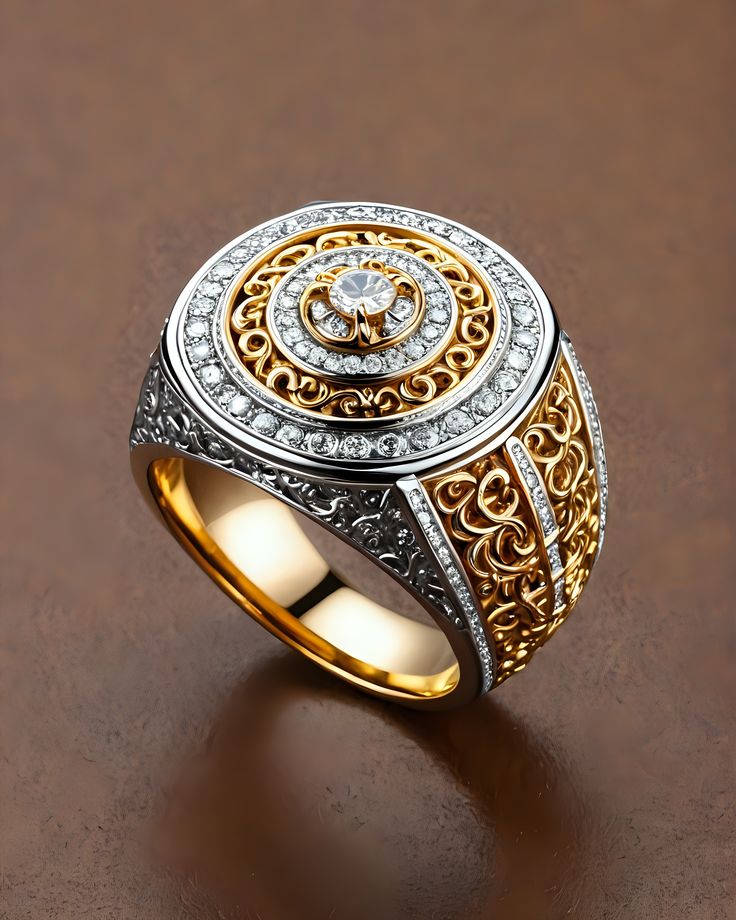 Exquisite Two-Tone Filigree Statement Ring