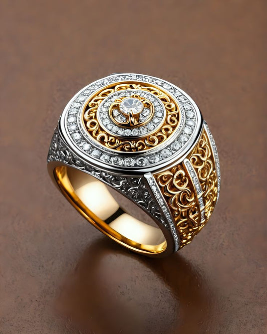Exquisite Two-Tone Filigree Statement Ring
