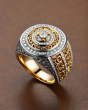 Exquisite Two-Tone Filigree Statement Ring