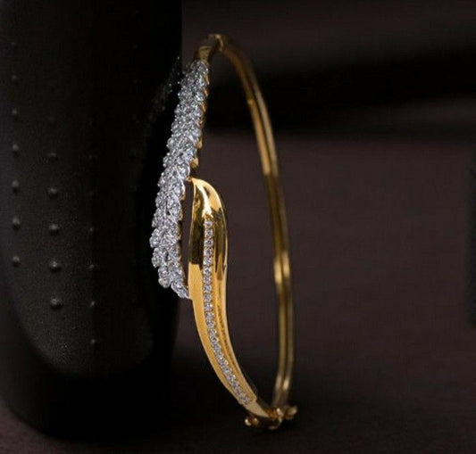 Elegant Two-Tone Diamond Bypass Bangle