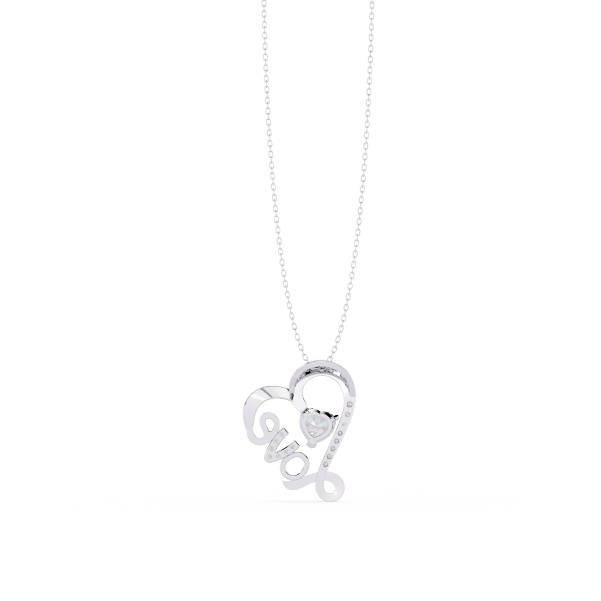 Sparkling "Love" Heart Diamond Pendant