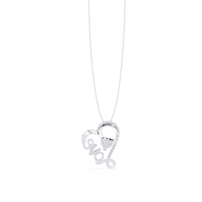 Sparkling "Love" Heart Diamond Pendant