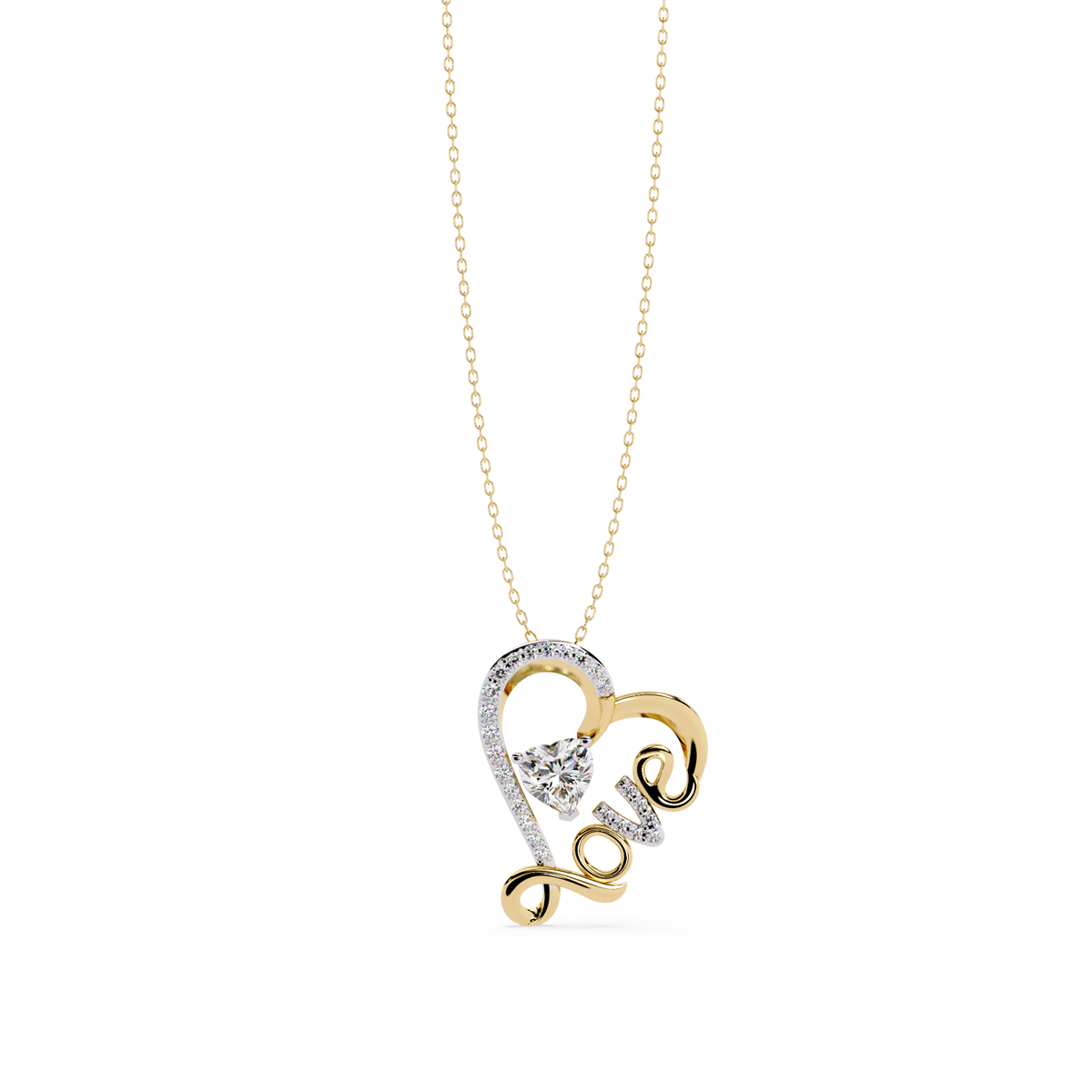 Sparkling "Love" Heart Diamond Pendant