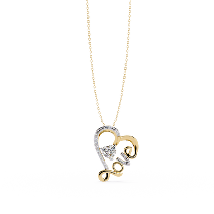 Sparkling "Love" Heart Diamond Pendant