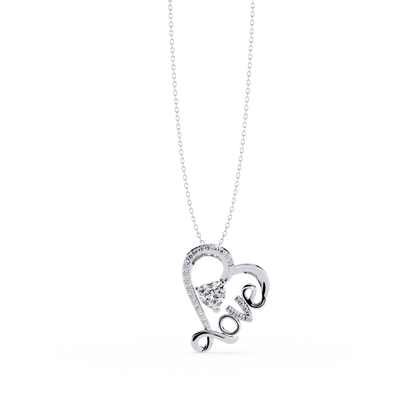 Sparkling "Love" Heart Diamond Pendant
