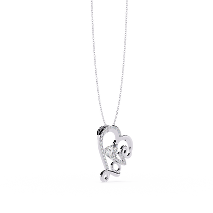 Sparkling "Love" Heart Diamond Pendant
